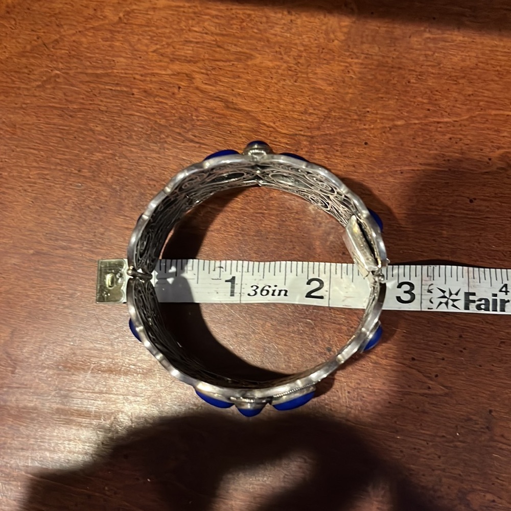 QVC Artisan Crafted Sterling Silver Lapis Filigree Bangle Bracelet - Picture 10 of 10